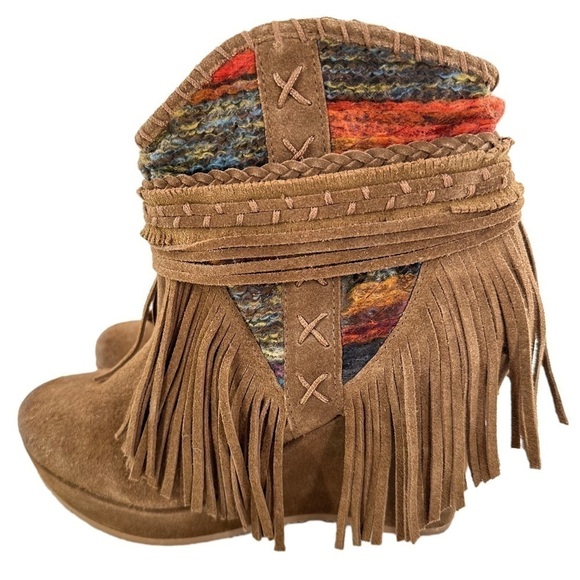 Naughty monkey trixie ankle booties 10 brown suede boho tribal western boots - Picture 4 of 15